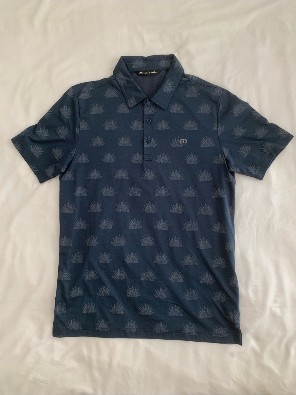 TravisMathew At The Buffet Agave Polo Dress Blues Navy Medium M EUC